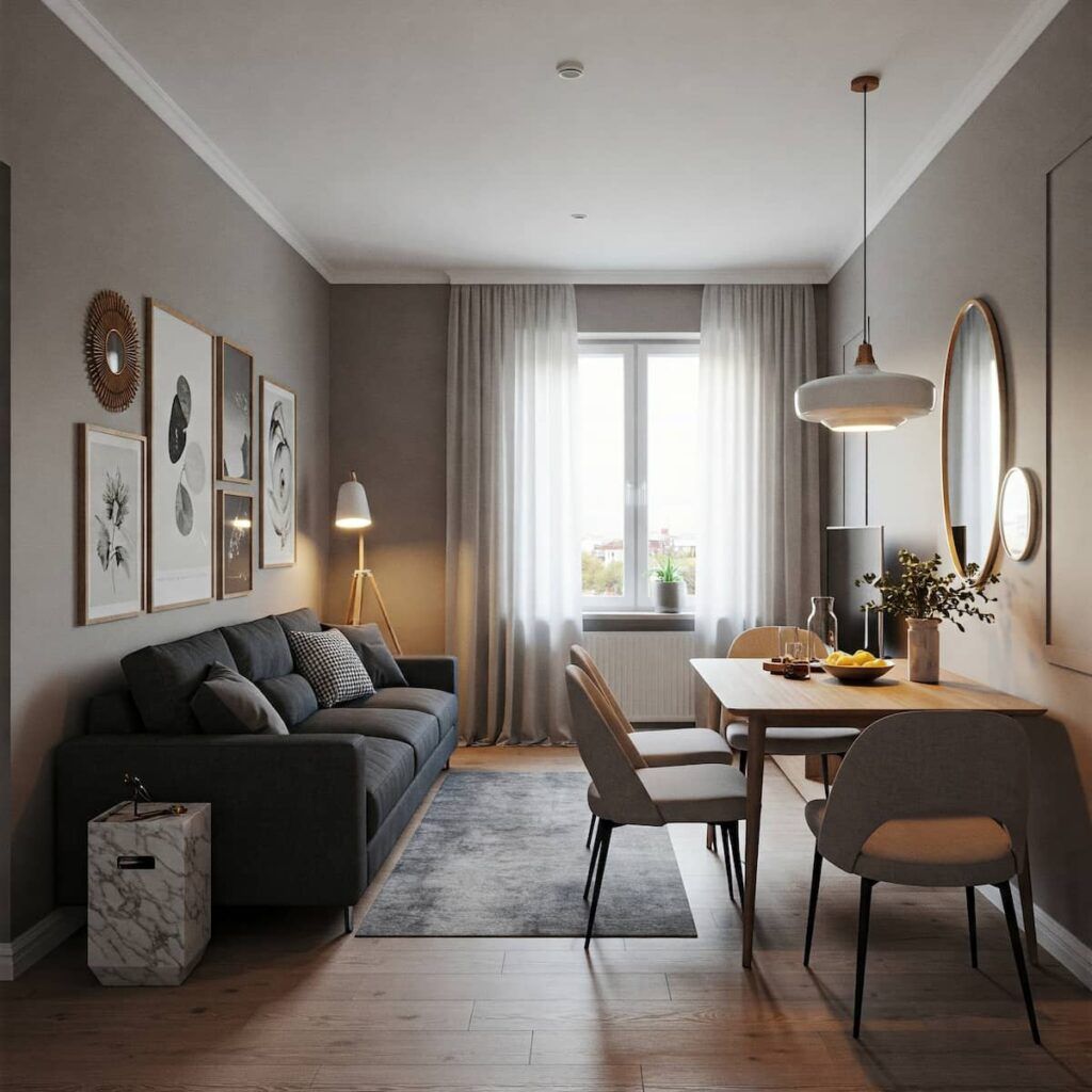 salón comedor pequeño rectangular