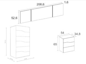 DORMITORIO REMIS CANNES 3 CAJONES MEDIDAS