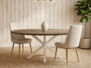 [HT297 TOB] MESA STACY ROBLE OVAL BLANCO TAPA MELAMINA 1400x800x750mm (1)