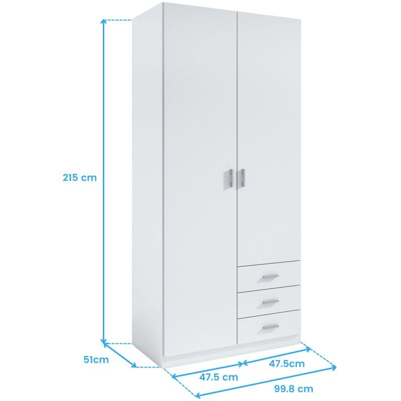 armario roma blanco 2 puertas 3 cajones 216x100x53 cm (4)