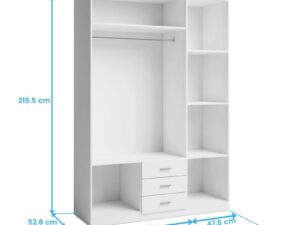 armario roma blanco 3 cajones 3 puertas 216x150x53 cm (5)