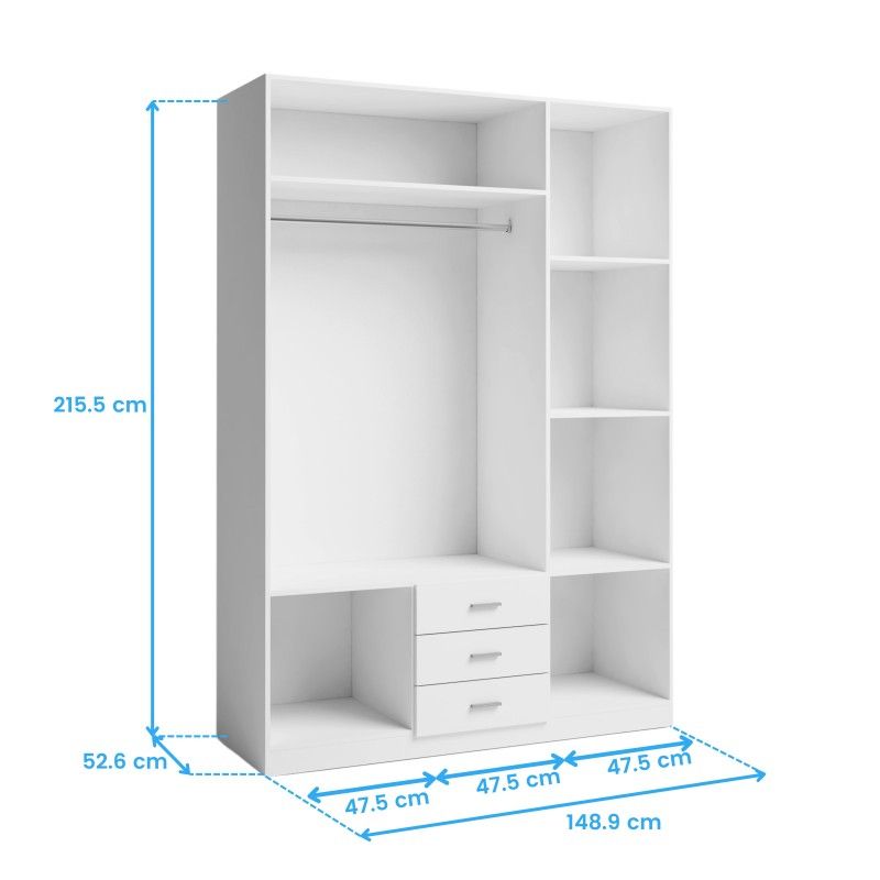 armario roma blanco 3 cajones 3 puertas 216x150x53 cm (5)