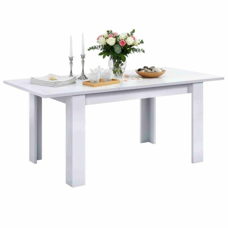 mesa comedor extensible blanco mate 140 190x90