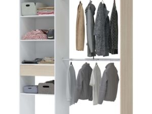 vestidor 2 barras 1 cajon color roble y blanco 187x158x40cm (1)